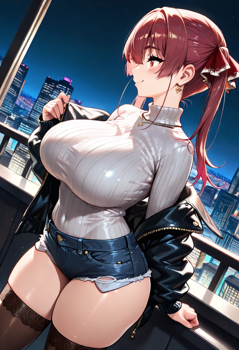1female,35yo,Japanese,gigantic cleavage breasts,Pornographic exposure, 独奏,(Background with:ln the forest,the rainforest,in summer) She has long pink hair,standing on your feet,Sweat profusely,drenched all over the body,seen from the front, hair straight, dishiveredhair,mostly cloudy sky,(((tmasterpiece),(Very detailed CG unity 8K wallpaper),best qualtiy,cinmatic lighting,detailed back ground,beatiful detailed eyes,Bright pupils,blue color eyes(Very fine and beautiful),(Beautiful and detailed eye description),ultra - detailed,tmasterpiece,)),facing at camera,A high resolution,ultra - detailed),revealing breasts,Bare genitalia, Bulge,Camel toes,Raised sexy,Flushed complexion,Open-mouthed,frontage,baseball cap,(Wearing:Red baseball jacket,Pantyhose)nakeness,high-heels
