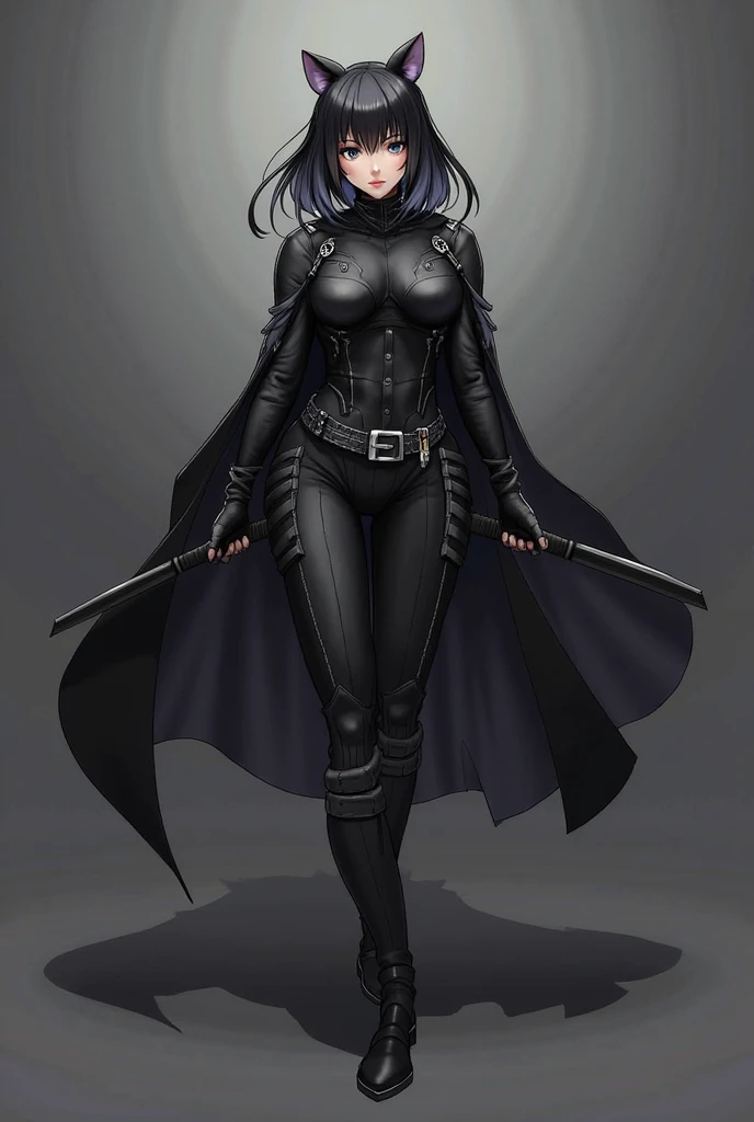 Artwork, Highest quality, High resolution, 1 girl, Synonym 1, scarf, short hair, Mitt, Ninja mask, Long sleeve, Leather pants, Gray Hair, Twin tails, Rogue clothing, Leather pants, Holding, Holding faca, Heterochromia iridis, Yellow Eyes, blue eyes, 14 year old, Hooded cloak, rogue Roleplaying, Roleplaying, Ninja, Remains, Medieval