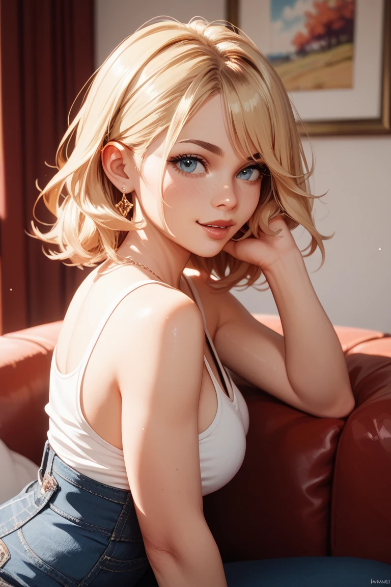 ((Raise your hands to show your armpits、Armpit、Armpit Pose、Wearing a sleeveless sweater、Show armpits、upper body closeup))、top-quality, (reallistic:1.3), (真实感, Hyper-Realism:1.2), 1girl in, a white girl, (masterpiece), Convoluted (High Details), Detail Skin, short:1.2, (High Details:1.1), NSFW, HighDynamicRange, (beauitful face), Hillez, Directional Writing, foco nítido, (Big Head:1.1), Thin body, (Curve:1.1),
