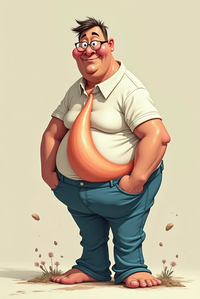 man who has a giant penis marked on his pants