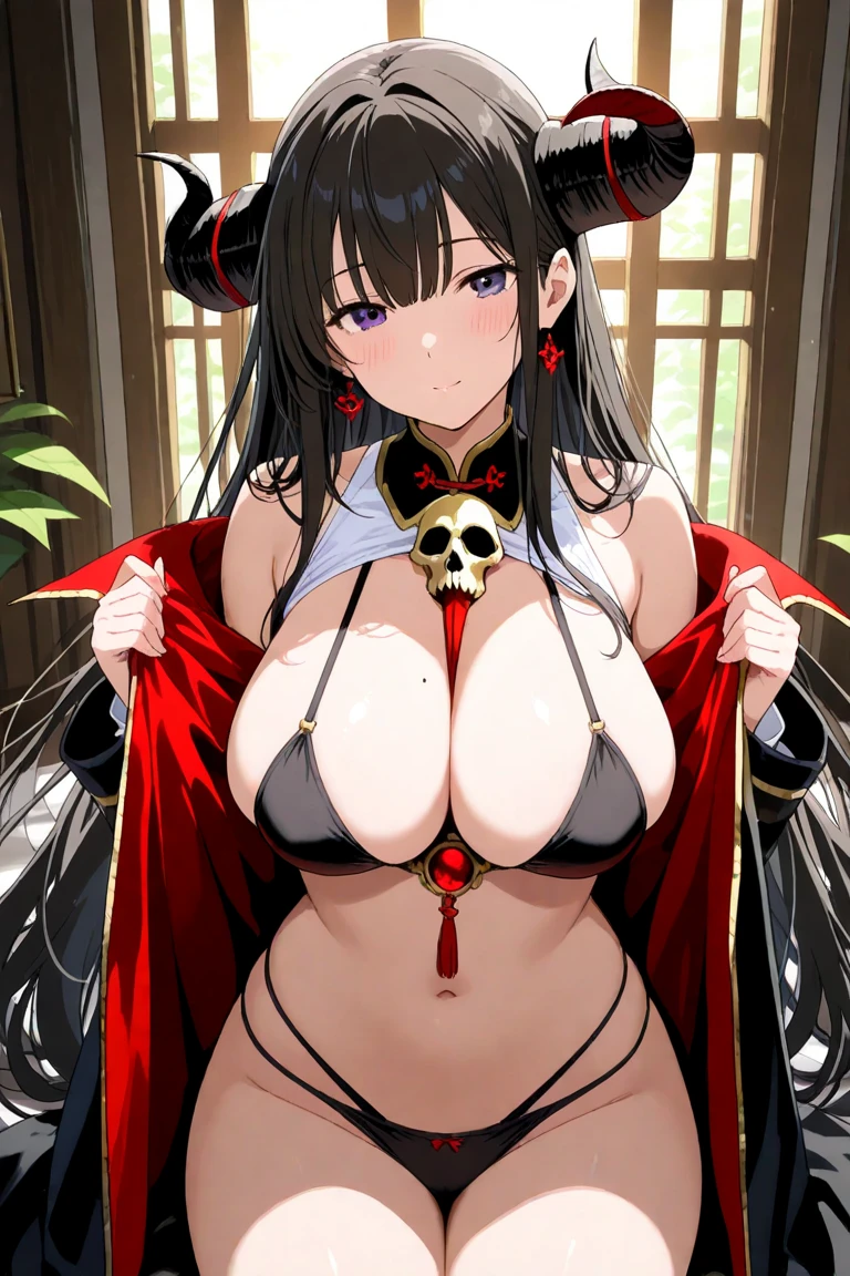 masterpiece,hentai, Naked Girls,favorite,Bouncing and shaking breasts,, 32k,Super detailed,Ultra-detailed,Vibrant breasts, {{A naked demon queen who preyed on and absorbed the young princess and took her adult form.}}, Standing Overall View, NSFW