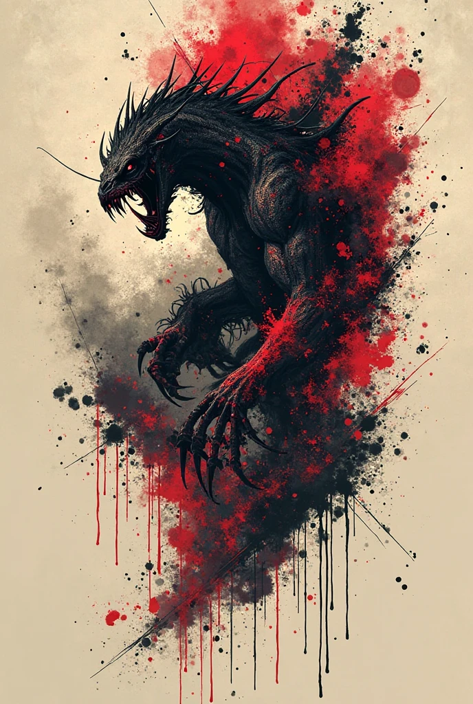 Create a tatto, Don't forget to make her decal following the trash polka style with the monster theme