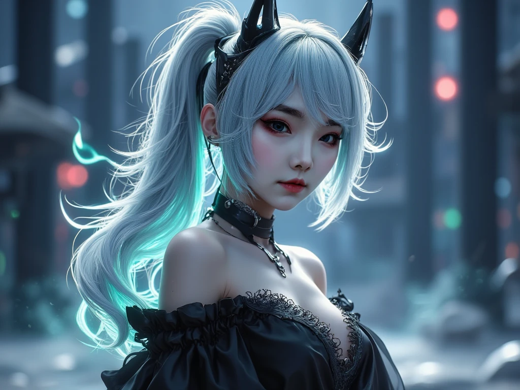 masterpiece,(best quality:1.3),Perfect face，Normal anatomy，Cute Girl，laser，leishe，Style_HGJ