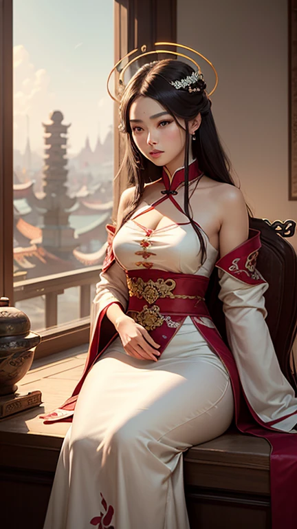 Two beauties, brunette hair, , (blood volume: 1), , full body, (realism: 1.4), official art, unreal 8k wallpaper, super detailed, beautiful aesthetics, masterpiece, best quality, (dynamic angle: 1.4), , elegant, bright colors, romantic, sexy, transparent, see-through, chinese hanfu, bare breasts, (transparent skirt), barefoot, (wet), (see-through), (chains), collar, temptation, (crowd onlookers), (slave market), slave auction, slave trade, kneeling, humiliation, (Beauty kneeling on red display stand to be auctioned)