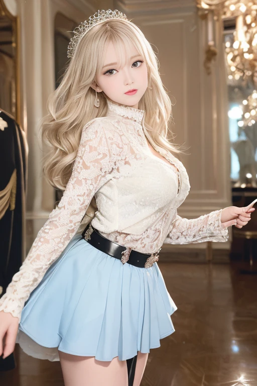 ((Top Quality、16K、masterpiece:1.3))、a tall and beautiful woman、Perfect Figure:1.4、(dream aesthetic) Slim Abs, hot girl (goth girl) solo, long pale-blond (very pale), pale hair with fringe, turquoise-blue eyes, pale-white skin (highlighted, realistic shading)、huge bust、Highly detailed facial and skin texture、(A detailed eye, Symmetry Eyes, Clear realistic eyes, Double eyelidd、Cold-stricken face、Symmetrical face), very realistic skin, goth makeup, Royal sisters full of fans、The Telegraph Esbian、peach buttocks, white women's shirt, mini-skirt, tights, squart、(Raw foto:1.2)、((Photorealcitic:1.4))Top Quality、masterpiece、Real Photography、very delicate and beautiful.、super detailed CG、Unity、8K photo wallpaper、delicate detail、best qualtiy、Highly detailed CG unity 16k wallpaper、absurderes、Incredibly Absurd、huge file size、extremely highly detailed、Hight Resolution、ighly Details、Beautiful detail girl、extremely beautiful eyes and face, cute eyes look、Facial light、cinematic lightings、(Proportional hips, thick thighs, beautiful legs, realistic pantyhose) 1girll、see -through, inside house (bedroom) 、ulzzang-6500、The Telegraph Esbian, different poses at different angles,