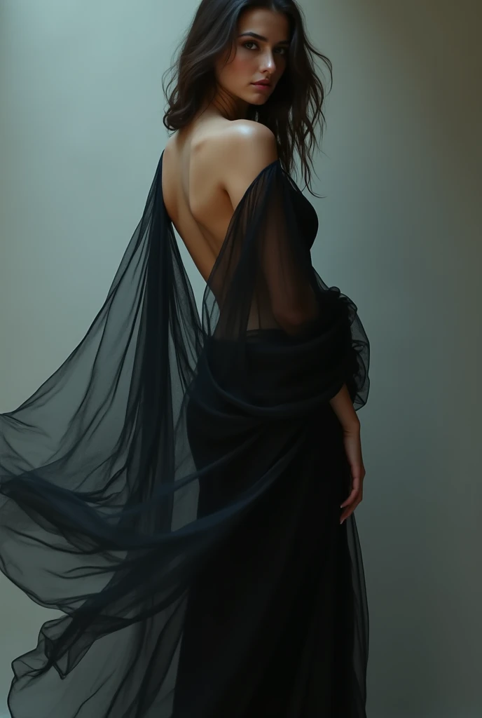 gothic woman, very sexy, ultra realisitic, with big breasts, big-ass, beautiful model, long hair.