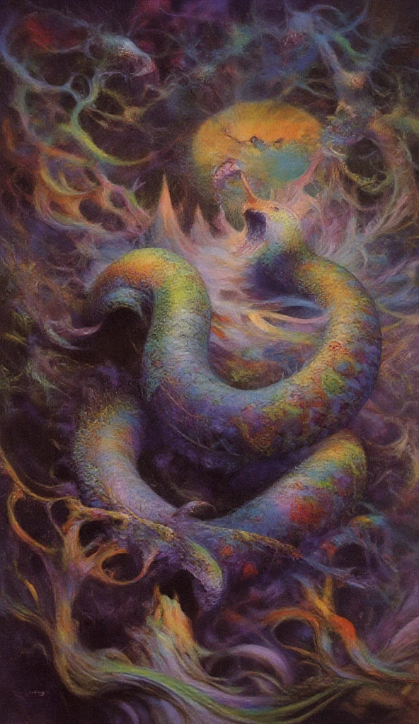 Topless Pink thong   Happy Horny, aroused 1girl), beautiful kneeling Indian  young teen girl with  giant colossal black titanboa squeezing her hard, wrapped in thick spiraling coils, constricted, struggle, gasping for air, snake attack, snake peril, moonless night, dim light