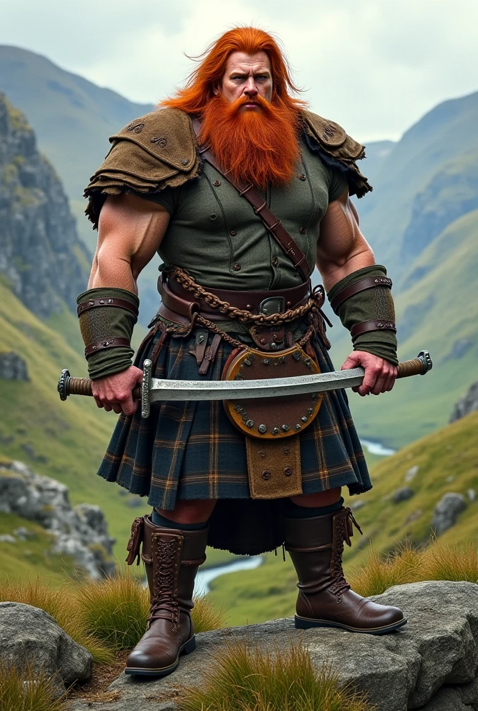 Warrior in Scottish clothing