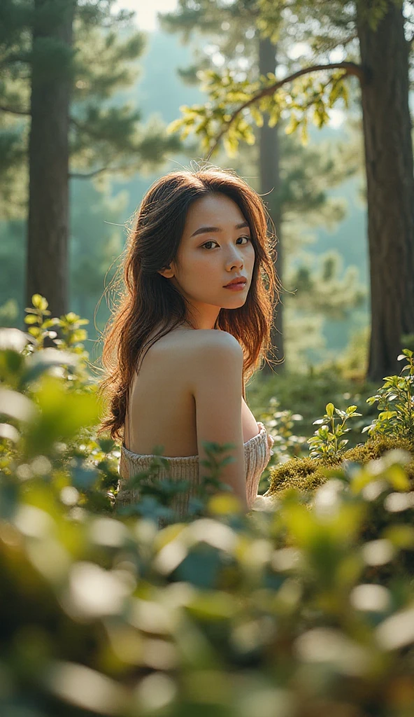 (masterpiece,High resolution,high quality,16K),(Beautiful and realistic Japan people、Beautiful girl in a brown dress standing in a dark forest), Magnificent style, Octane Rendering, Spooky Forest, Beautiful Face, Surreal, Son of God:1.3, Glamorous Body:1.4、realism, masterpiece, The best of art., Clear Eyes,Short Bob、Perfect ???????、Beautiful body、Beautiful Skin、At work、