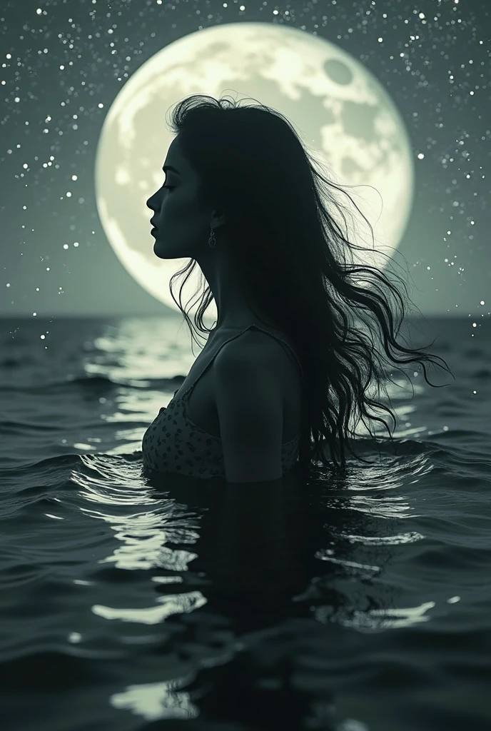 view from left, (Gorgeous Photo:1.6)
A mermaid emerging from the water in the moonlight
,
((photo in style Marco Pandullo)) , (cinematic photo), 18mm f/11 photograph, film, bokeh, professional, 4k, (highly detailed), grey scale,