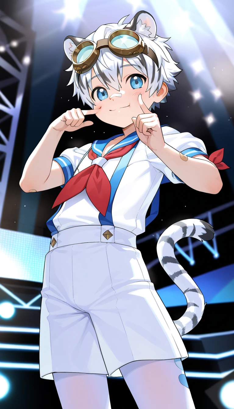 Shota the white fox who wears only underwear to school in the classroom