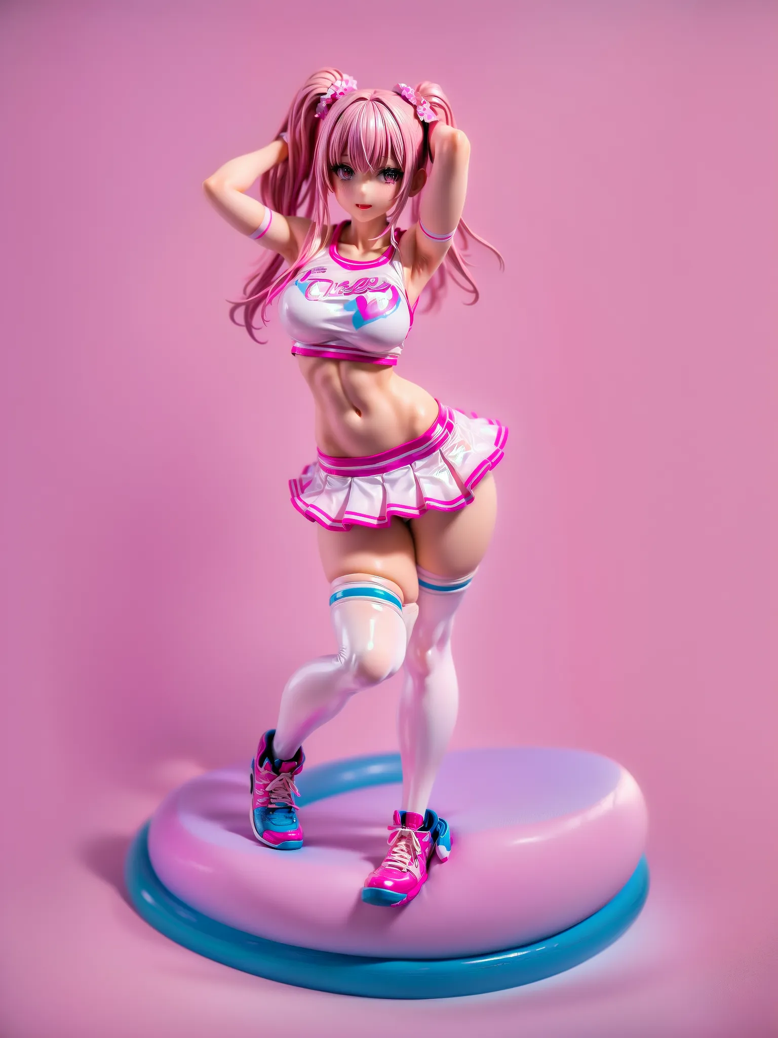 anime style,shota,pink long hair,fluffy bunny ears waitress,
(Reliable blue suspenders for hanging frilly miniskirts),(bare navel and stomach),on bed,smile,