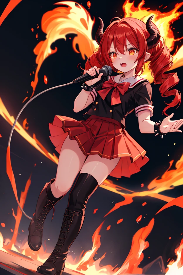 High-quality cinematic animation. The camera reveals a towering, ominous Japanese-style temple nestled in a volcanic landscape, with fiery magma rivers flowing in the background. The movie title, "Gokusotsu Heaven", shines with a brilliant, neon glow above the temple. The eyes of the demonic mask carved into the temple entrance pulse with an eerie red light. The red rope-like LED lamps adorning the temple gate flicker and blink with vibrant energy, illuminating the path leading inside. Long lines of enthusiastic anime fans, clutching glowing サイリウム (cyalume/penlights) and 扇子 (sensu/folding fans), move past imposing Jizo-shaped ticket checker displays and enter the gate. The atmosphere is a unique blend of hellish dread and J-Pop idol enthusiasm, conveying a sense of otherworldly excitement.
Cinematic animation, vivid colors, intense lighting.