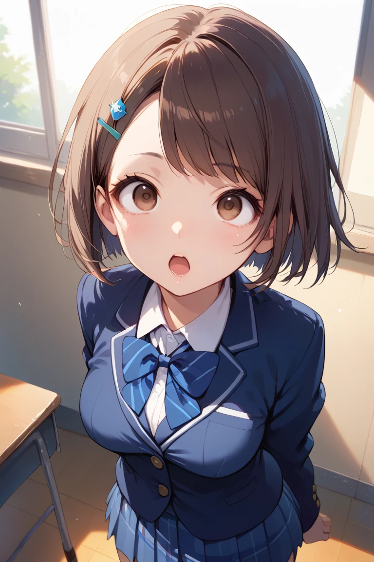 (best quality), (Super detailed), (Best Illustration), (nsfw), (1woman), (Ahegao:1.2), look at viewer, (cardigan:1.2), (Big Breasts:1.2), {brown hair, (bob cut:1.2), curly hair, hairs between eyes}, {(detailed eyes), heart-shaped pupils, blue eyes}, sweat, steam, girl trembling with sexual climax,