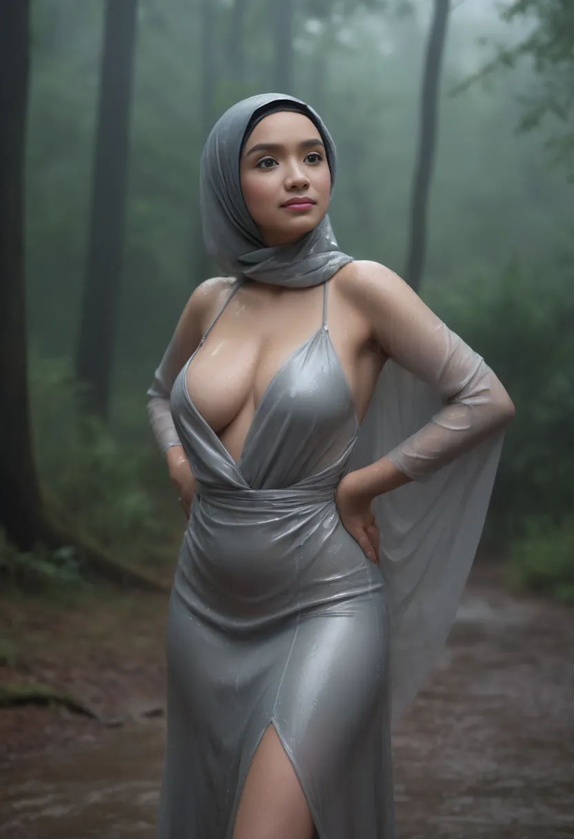 (Official art、Best Quality、Unity 8k Wallpapers、32K、masterpiece、ultra-detailliert、超A high resolution、realisitic、Photorealsitic:1.2)、((Japan face mix Russian face. Slim, Slender and tall body,white skin)), (Cinematic lighting:1.2)、Fireglow effect、film grains、Best Shadows、Rim lighting、side lights、sideshot、(Ultra-detailed and complex 3D rendering)、Detailed beautiful face and eyes、Sharp pupils、Realistic pupils、A slender、1 Woman、super huge bust、unbuttoned loose opened clothes l, (half body:1.2)、 beauitful face、16-year-old beautiful girl、(super detailed skin、detailed skin textures:1.3)、A slender、Maxi skirt、(thighs thighs thighs thighs:0.8)、(chies、in a house、Artistic stained glass、Hello Point、Mystical、Particles of light、solemnity、Sunlight is、colourfull、Fantastical:1.1)、(Fantastical:1.1)、((Carrying a silver black sword:1.3))、(Looking away、looking distantly:1.3)、Fantastical、listfull smile、I opened my mouth a little、blushing , ((use green hijab)) , ((colossal breast)) ((pointy breast)), blue eye, ((show nude breast, show nude nipples, show nude vagina)). ((sexy pose, lying in the water, in the middle of river, lying in the water)), ((wet body, wet clothes, wet hijab : 1.3)) ,((sexy pose, background tropical forest and waterfall))