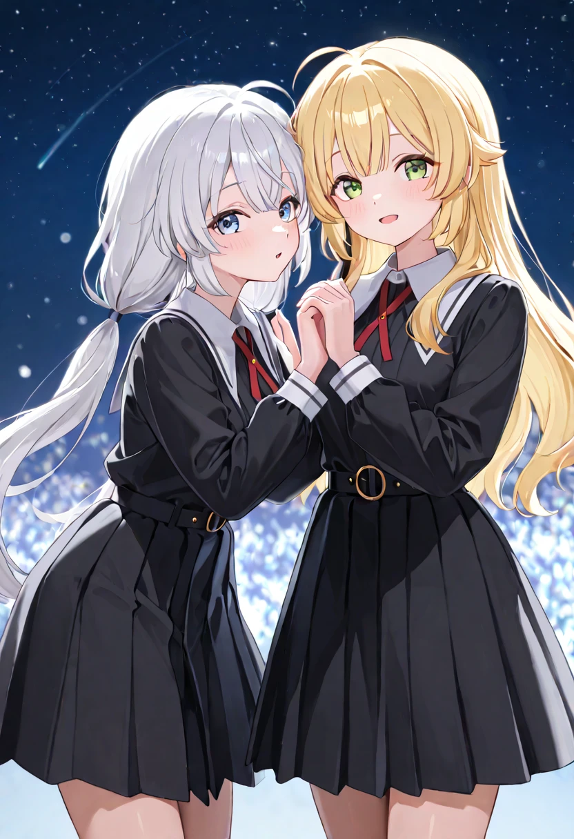 (Cute eyes:1.2), (Sparkling eyes:1.2),(Beautiful Eyes:1.2), Highest quality,wonderful,finely,Highly detailed CG Unity 8k wallpaper, (The three of them lined up and hugged:1.2),(Three people with different heights:1.3), (Three Girls, Sailor suit, Skinny body, Dressed), (Huge breasts), (Open your mouth:1.1),(White knee socks:1.1),(Thighs:1.3),(Waistline:1.2),(お揃いのSailor suit:1.2),(From behind:1.2),(Beautiful eyes:1.2),(Different hairstyle),(All three have different eye colors:1.5),(All three have different skin colors:1.5),(Thighsまで隠れるニーソックス:1.4),(Showing off panties)