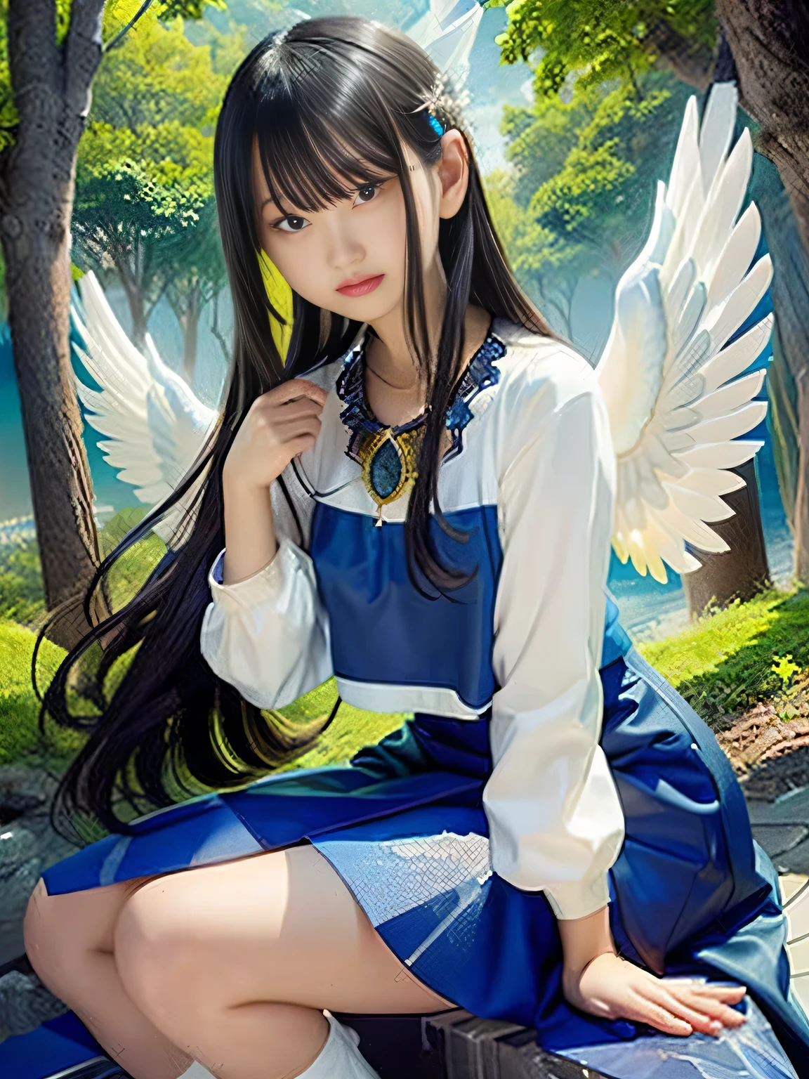 (((White Wings)))((The personification of lapis lazuli))(((Crystal Texture)))
