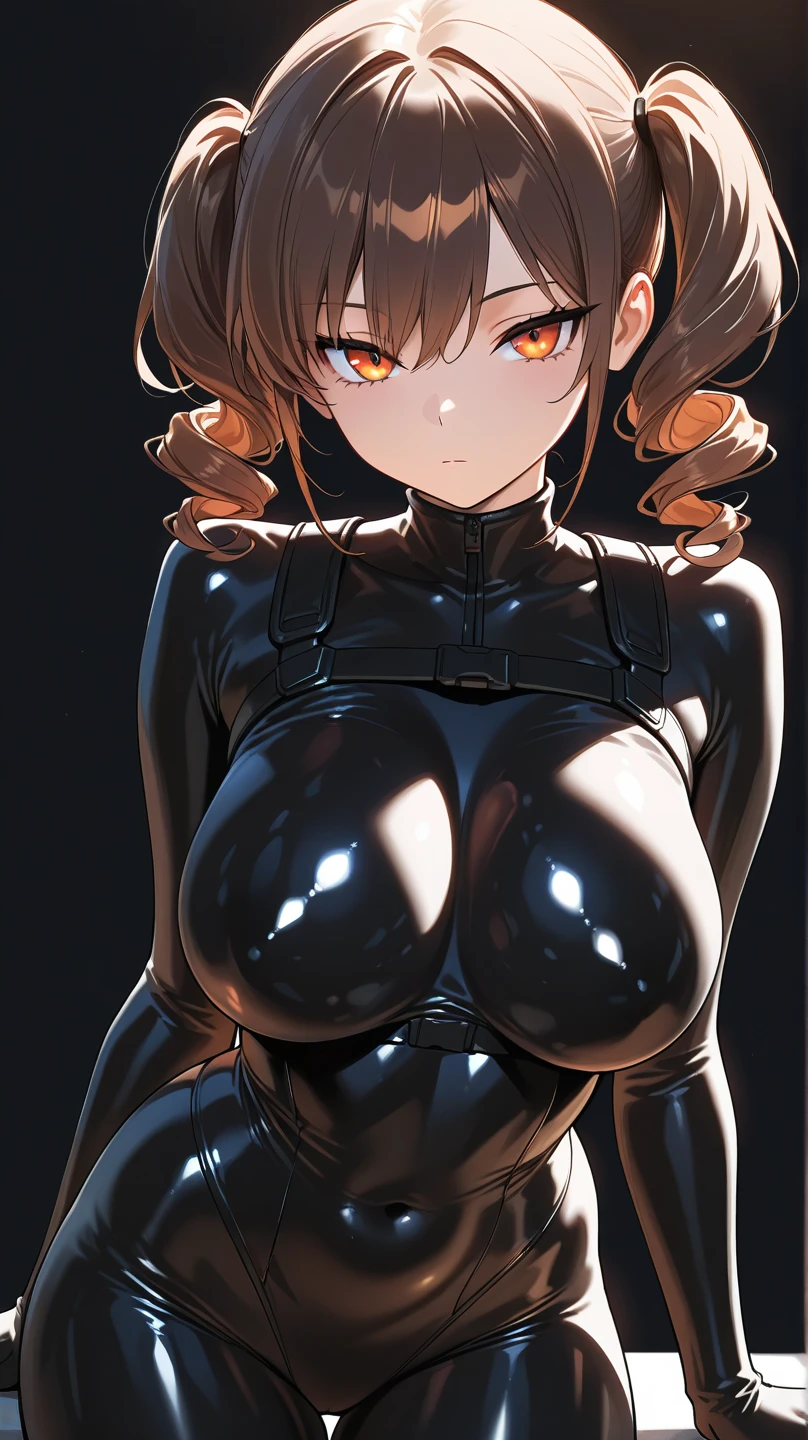 Girl, short brown hair, beautiful brown eyes, big breasts,🤎🟤