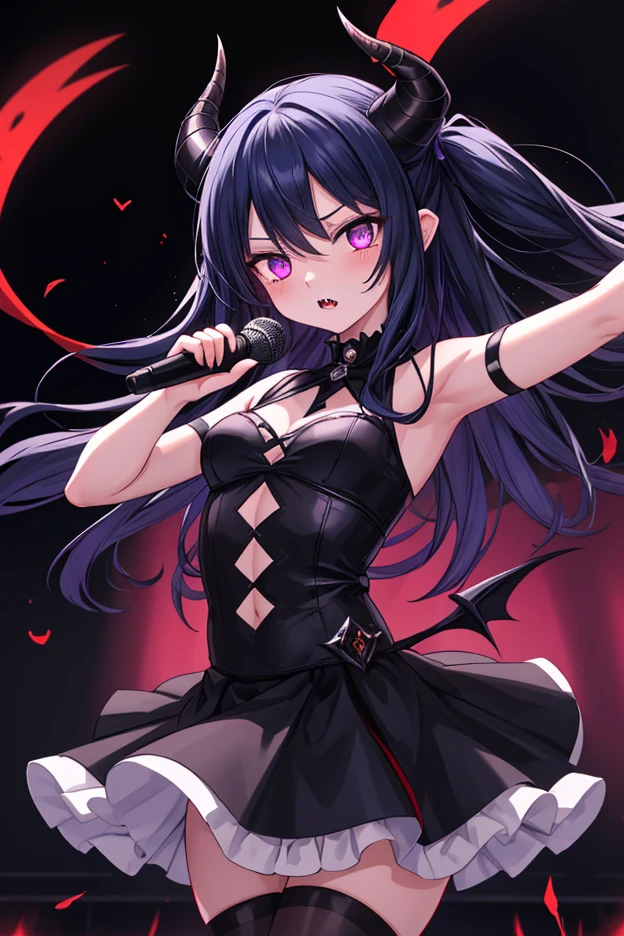 High-quality cinematic animation. The camera reveals a towering, ominous Japanese-style temple nestled in a volcanic landscape, with fiery magma rivers flowing in the background. The movie title, "Gokusotsu Heaven", shines with a brilliant, neon glow above the temple. The eyes of the demonic mask carved into the temple entrance pulse with an eerie red light. The red rope-like LED lamps adorning the temple gate flicker and blink with vibrant energy, illuminating the path leading inside. Long lines of enthusiastic anime fans, clutching glowing サイリウム (cyalume/penlights) and 扇子 (sensu/folding fans), move past imposing Jizo-shaped ticket checker displays and enter the gate. The atmosphere is a unique blend of hellish dread and J-Pop idol enthusiasm, conveying a sense of otherworldly excitement.
Cinematic animation, vivid colors, intense lighting.