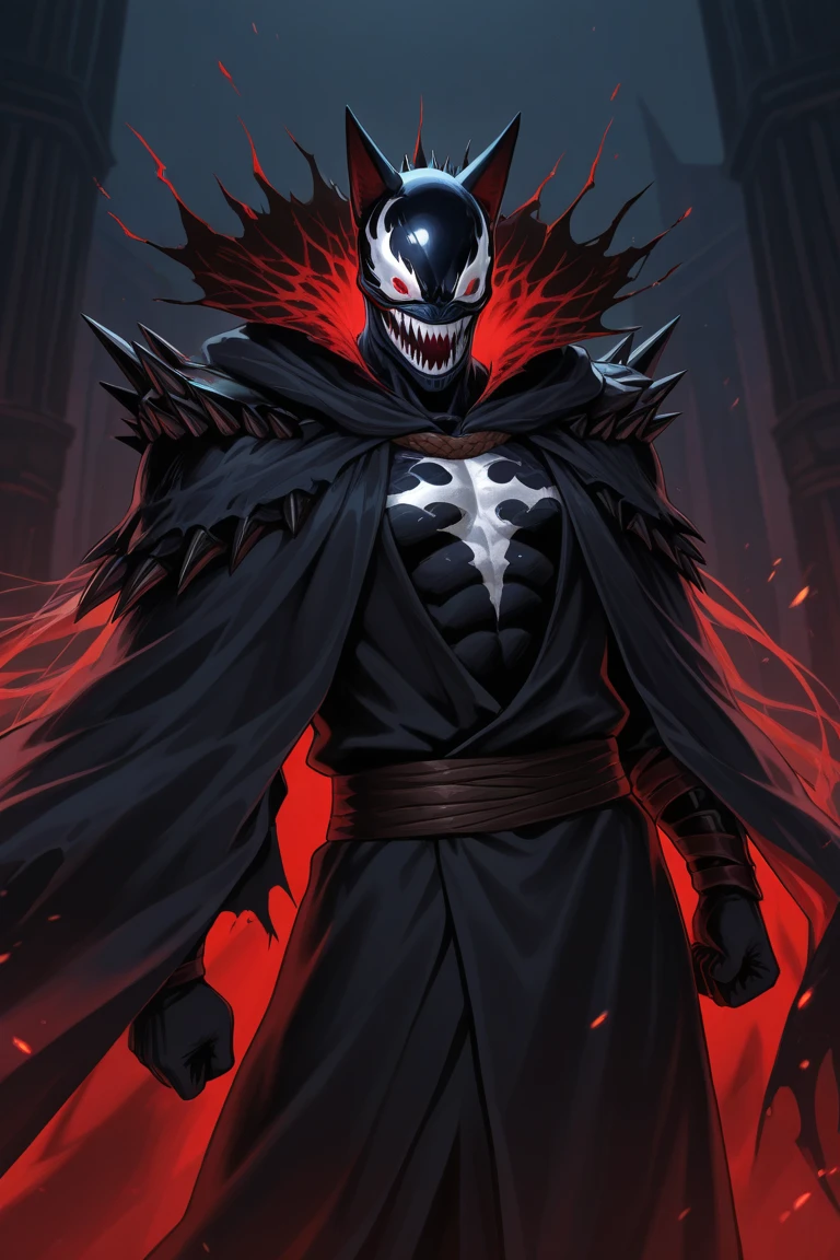 Dark and brooding, the Berserk's Dark Knight emerges from the shadows, clad in his menacing armor. His long, wild hair cascades behind him, a stark contrast to the sleek, ominous armor that covers his muscular physique. His piercing, blood-red eyes glower, revealing a fierce intensity that sends a shiver down your spine. The dimly lit background is blurred, adding to the overall sense of suspense and danger. This masterfully crafted image, reminiscent of an epic anime, encapsulates the chaotic and brutal world of the Berserk series.