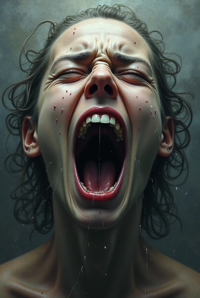 Person screaming looking to the side
