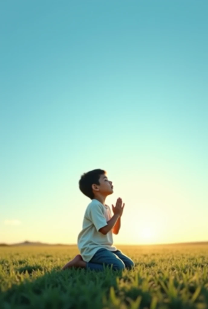  a 10 year old boy with black hair looking up at the sky 