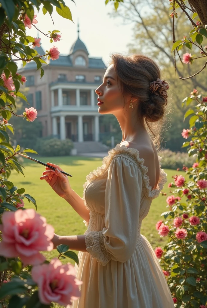 cute woman, flowers