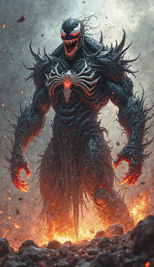 Draw a fusion of Venom and Ghost Rider