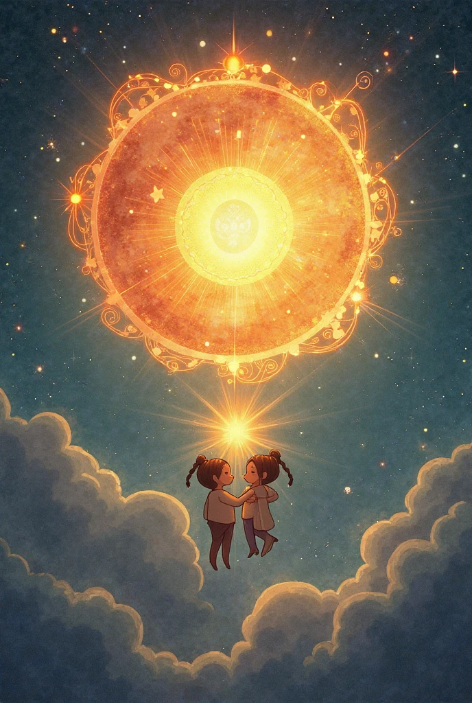 Two holding hands making arts in the universe
