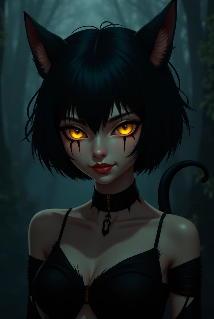 Dark Cartoonish goth girl in god mood