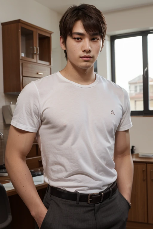A young boy who barely turned 24 at home, too hot, sweating too much, who should be in boxer briefs. 
