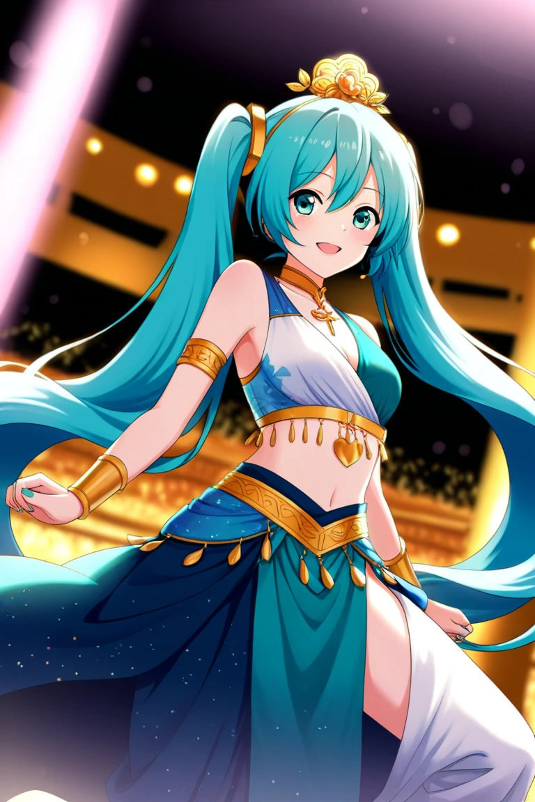 Chica anime,tennage girl 18 years old, anime style, cute hatsune miku x suicune, Chica tímida , Orejas de Kitsune, arte de dark natasha, city landscape, arte de vixen aztra, cuerpo completo, patas hermosas, cintura delgada, caderas amplias, navel white blouse, white&pink skirt, navel piercing, ear piercing, navel tattoo, atrevid pose, back pose, fluffly tail, sensual eyes (la mejor definicion) long hair, black flash, city party, city night life, party girl, idol girl, girl with microphone singing, deep blue eyes (HD), white&pink dress mermaid tail, super mega star idol, aura pura, silueta de luz, silueta radiante de luz dorada, su cuerpo brilla, mejor iluminacion en fotografía, fullbody picture, singing in a stadium, sensual idol teen, sexy dancing in stage, sexy idol