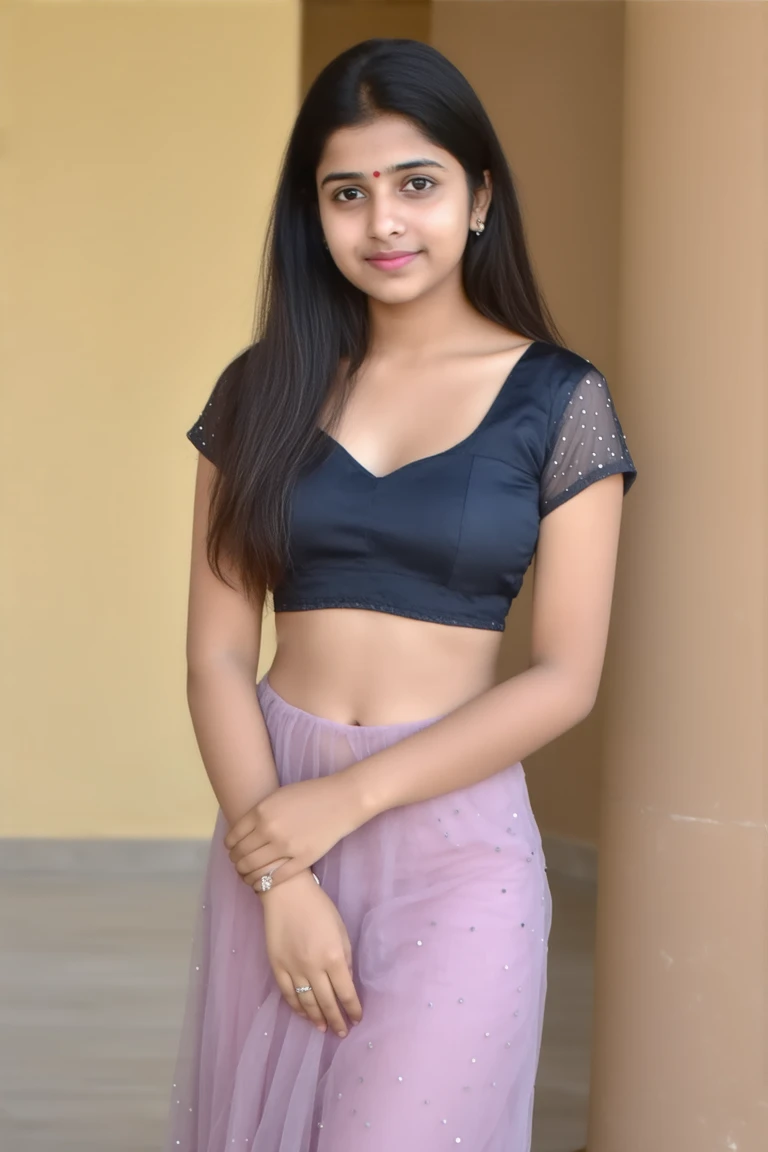 18 years old female, Indian long hair, RAW photo, bokeh (realism: 1.4, realistic), high detail CG unified 8K wallpaper, 1girl, ((slim body: 1)), (medium breasts: 1), back to viewer, ((direct view from the front)), (HQ skin: 1.4), 8k uhd, dslr, soft light, high quality, film grain, Fujifilm XT3, (( uniform, short skirt,see through open skirt:1.5)), ((in ))) jangjoo, portrait,((, black hire, medium breast:1.2)),(looking at viewer:1.4),(full body:1.8) happy smile 