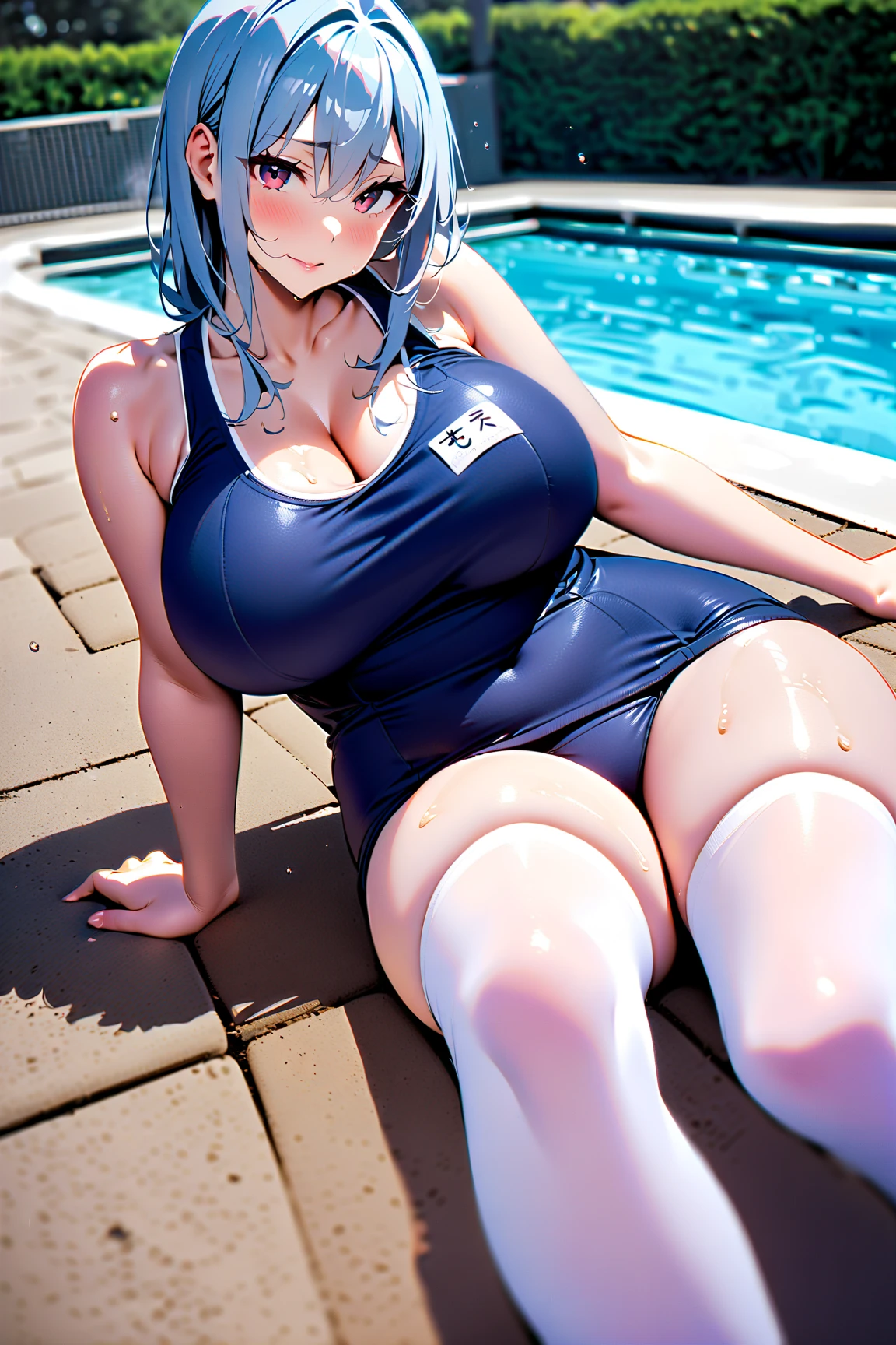 a scool girl、huge tit、swim wears、Short Bob、Lack of emotion、big butts、cleavage of the breast、high-level image quality