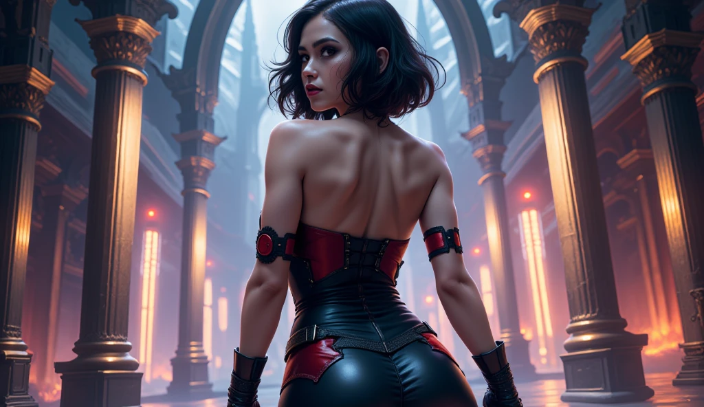 (Best quality:1.4), hyper detailed, ultrasharp, cyberpunk, ultra detailed, (masterpiece:1.4), Detailed Illustration, intricate detail, chromatic aberration, 1girl, (extremely detailed face:1.1), (detailed eyes:1.2), (gorgeous face:1.1), short hair, black hair, messy hair, red highlights, eyelashes, (red eyes:1.1), sharp eyes, choker, <hypernet:SayMaxWell:0.85>, (shiny skin), collar, (slim:1.1), (petite:1.1), medium breast,
a sexy girl, full body shot, all body parts, (wide stance), black cloak, (briefs), (fog), ultra detailed, best quality, masterpiece, aesthetic, photorealistic, (volume fog), volumetric light, dynamic pose, looking at viewer, depth of field, perfect composistion, complex background
<lora:ArcaneStyle:0.5>