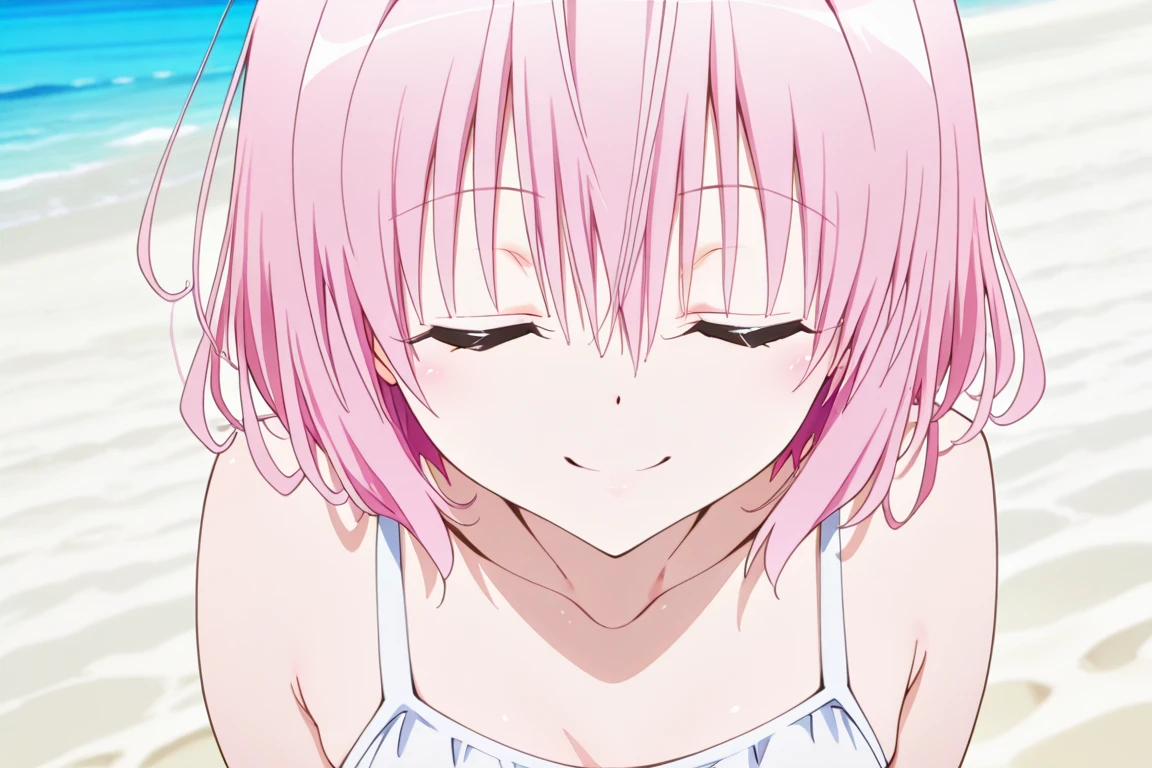 (Highest quality, 4K, 8k, High resolution, masterpiece:1.2), Very detailed, Picturesque, Animated Photography, Photo Animation:1.37)、A Japanese schoolgirl、(Pink Hair)、(Pixie Cut)、bikini、(bikini color:random)、black cheokr、 on beach、ecstasy face、trembling、Sweat、Drooling、from below、Full body photography、Nakano ichika