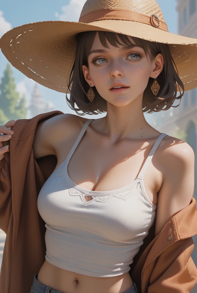 anthropomorphized female desert lizard, unclothed, with magician hat