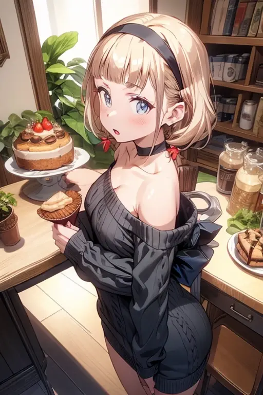 (small breasts:1.2), (perky chest:1.2), (pointed chest:1.2), (Pudding cake magazine cover:1.3),(from above:1.0),(shoot from the side:1.1),masterpiece, 1girl, Amazing Cleavage:1.1, thin waist, optimum,tmasterpiece,hight resolution,best qualtiy,hyper HD,super detailing,awardwinning,a 18yo cute girl,(The upper part of the body),anatomy correct,Beautiful Black miniskirt,garters,Gaze,Small face,bangss,holster,Beautuful Women,hands up,leg holster,Gaze,black boots,Cowboy Shot,cute face,a blond,Longhaire,Twin-tailed,Braids, Hairline,(scarlet eyes),long eyelasher,Hanging eye corners,White skin of the, ((see through camisole:1.1)), ((Sheer nipples:1.0)),Rocket Tits,(Slim body),smile,seductive weak smiling,(with sparkling eyes and a contagious smile),little open mouth, Looking at Viewer,