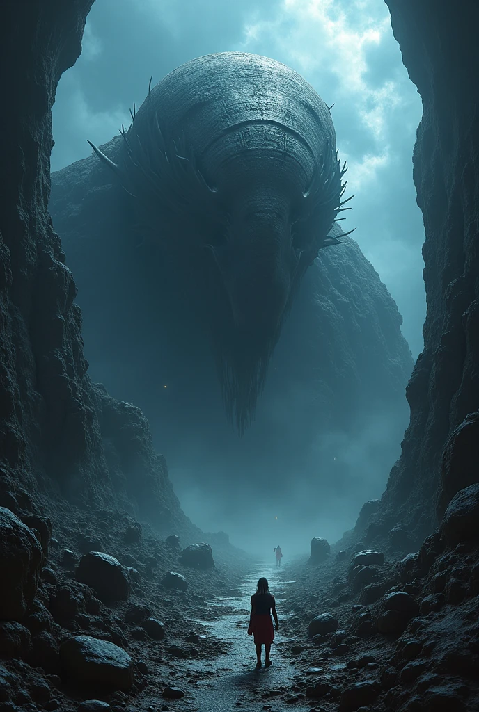 (best image quality, 4k, 8K, High resolution, masterpiece:1.2), (Super detailed realistic photo:1.37), (Serious situation:1.1), (A scene from an ancient Greek myth, The beautiful Princess Andromeda is sacrificed to the giant ugly monster the Kraken:1.2), Princess Andromeda is placed prominently in the foreground, Beautiful blonde princess with chains around her wrists, The world's most beautiful naked princess with blue eyes, unable to escape, photo taken from behind:1.2), She is an innocent maiden,(Her hands were shackled, It is attached to a reef by a long chain:1.6), (Princess Andromeda's life is in danger:1.1), (Far away Kraken, a man-eating monster, reveals its upper body from the sea and approaches the princess, mouth full of fangs, terrifying figure resembling a deformed god from the Cthulhu mythos, life-threatening situation, detailed and precise description, detailed shapes, strong shadows, (Firm texture:1.1), (eerie atmosphere, eerie clouds, A ladder to heaven growing from the clouds, dark lighting, Muddy seawater:1.2), The princess's desperate expression, Bare feet with scars, The muscles rippling across the monster's upper body, The monster's scales shine in the light, artistic style, dark fantasy, Scary mythical creatures, dramatic composition, creepy lighting, The spotlight falls on the princess and the monster, (Amazingly powerful and realistic compositions by Greg Rutkowski:1.2)