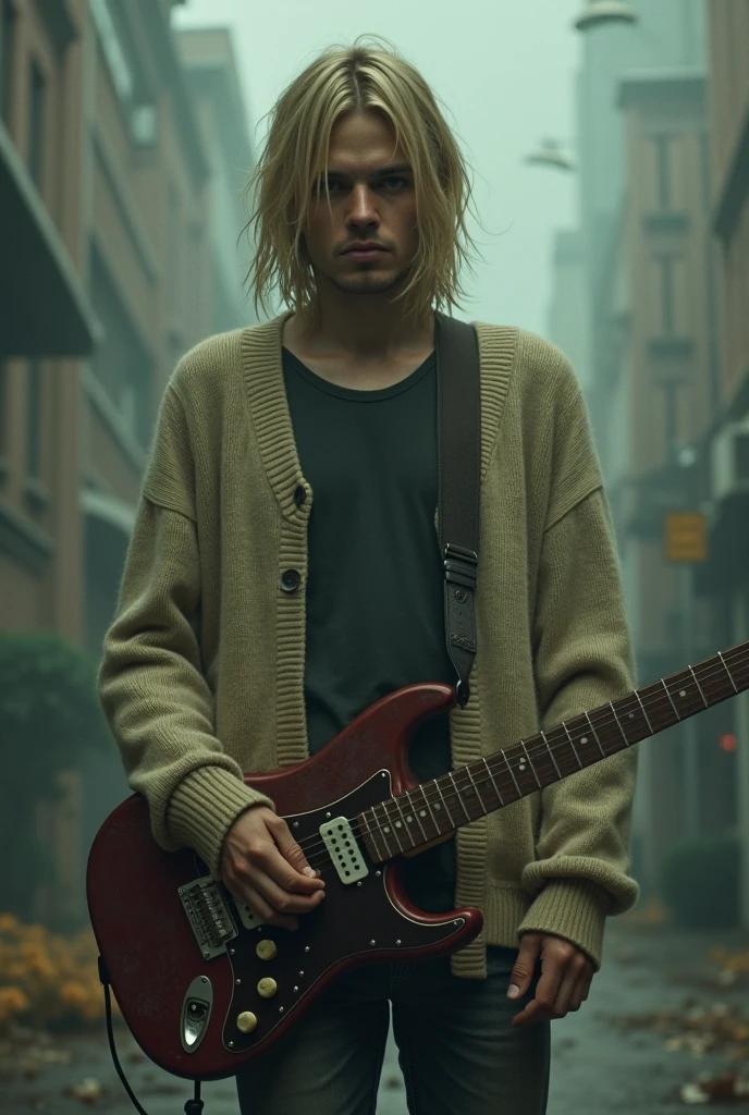 Kurt cobain with his guitar