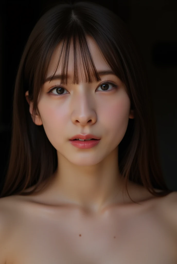 Highest quality, Face Focus, Soft Light, Ultra-high resolution, (Realistic:1.4), RAW Photos,
1 Japanese girl, alone, cute, (pupil, Light in your eyes), Beautiful face in every detail, (Small box),(High resolution detail of human skin texture),
(Long Hair),
indoor,
naked、Large chest
(Portraiture)