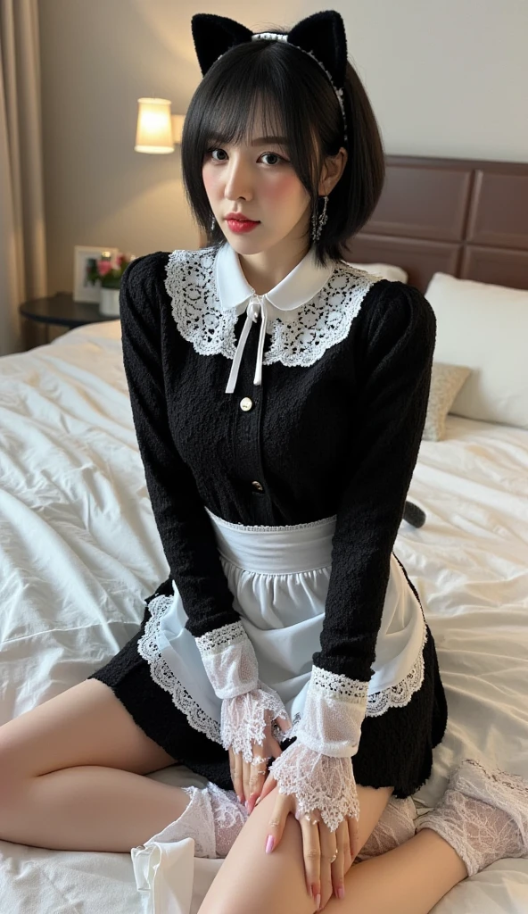 (Highest quality、masterpiece、Very detailed、One Girl、Cute Face、Silky Short Blonde、(((short hair with twin tails、Short Bob Twin Tail)))、Grey Eyes、From the knee up、Gothic Lolita Fashion、Very detailed目、Small red cheeks and nose、Cute Face、