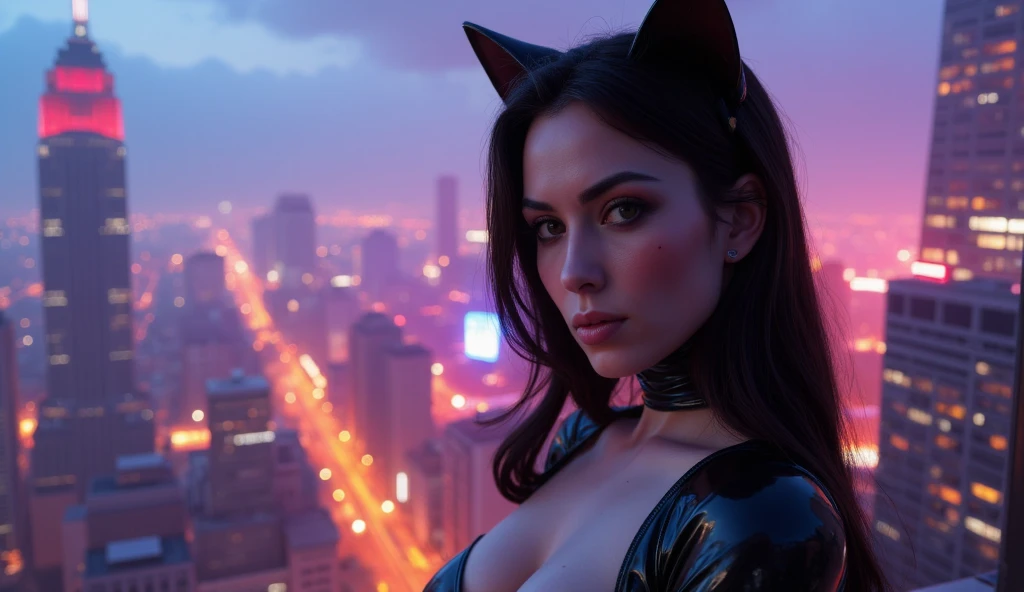 Sydney Sweeney Black Cat with darkbrown hair standing at the New York roofs, neon lights, night, red lips, bodysuit, mask, closed mouth, sexy look, open legs, ((gloves with claws)), upper body close portrait, a girl has (huge round firm athletic pumped tits:1.3) and beautiful athletic 6-pack abs. A girl has also beautiful slim athletic skini athletic legs and beautiful slim athletic skini athletic arms, super detailed athletic 6-pack abs, Porta 160 color, shot on ARRI ALEXA 65, sharp focus, ((highest details, photorealistic, high background details, high face details)), stockings, city landscape, slim and fit body, athletic, little musculus, analog style, hyper detailed movie portrait of gorgeous (syds athletic fitness woman:1.35), ((blue eyes, smooth and clear pupils in the eyes))
