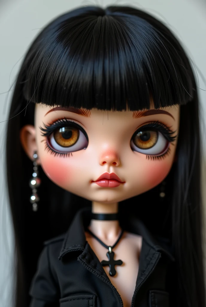 You can create an image of a byte doll with straight black hair, king, not so big black eyes, Wide nose, Dark skin ,small, bang-free eyes with straight eyebrows