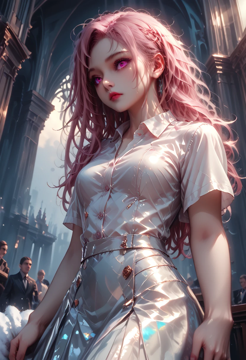 score_9,score_8_up,score_7_up,masterpiece,best quality,perfect anatomy,very aesthetic,official art,8k,Girl 1, Beautiful Evening Black Dress With Gold Patterns, curvy, sexy, bright hair color, nacre, Background Evening, dark, The Arch Glows, Small Lights Illuminate the Girl, The Full Picture of What&#39;s Happening, Delicate and Precise Colors, beauty, official art, masterpiece, highest quality, All according to the Author,