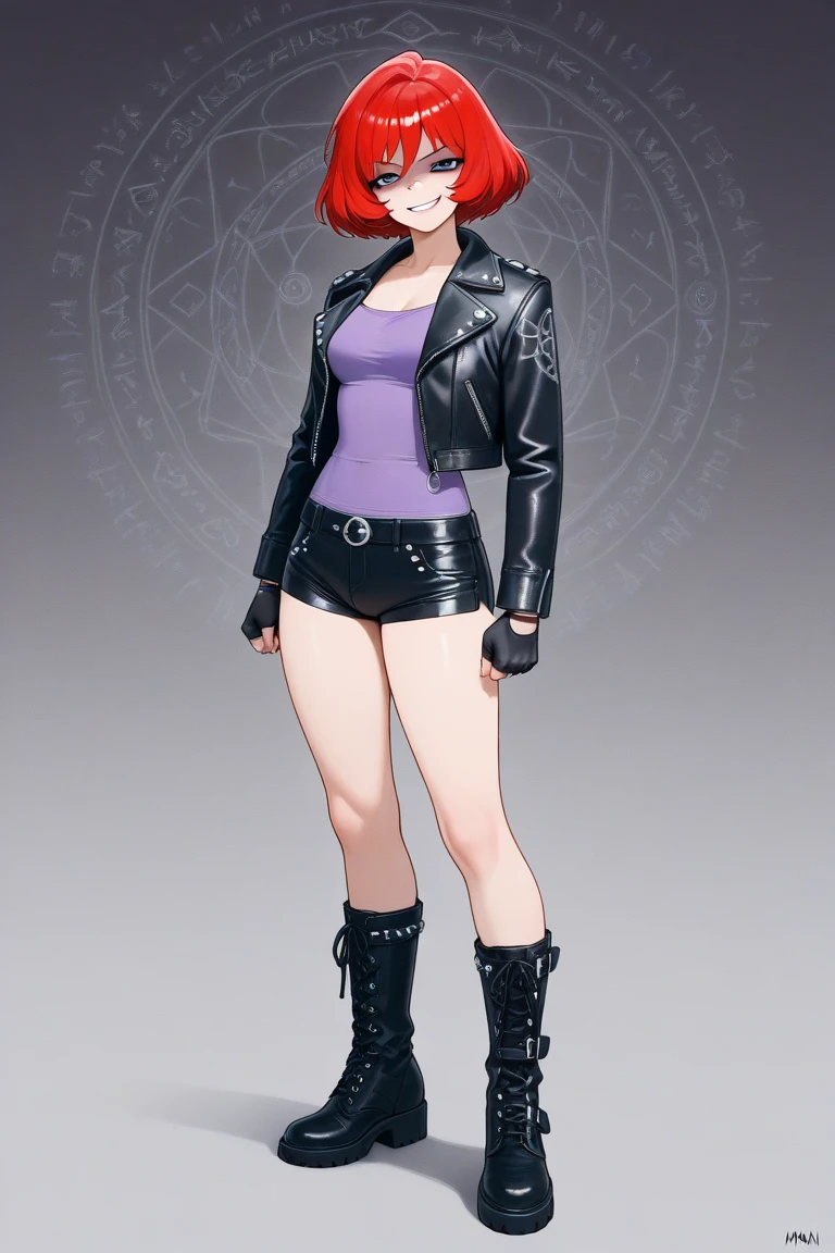 ciara faux, vampire, fangs, medium breasts, black jacket, jeans, masterpiece, best quality  <lora:ciara-animaginexl-4-000010:0.8>
