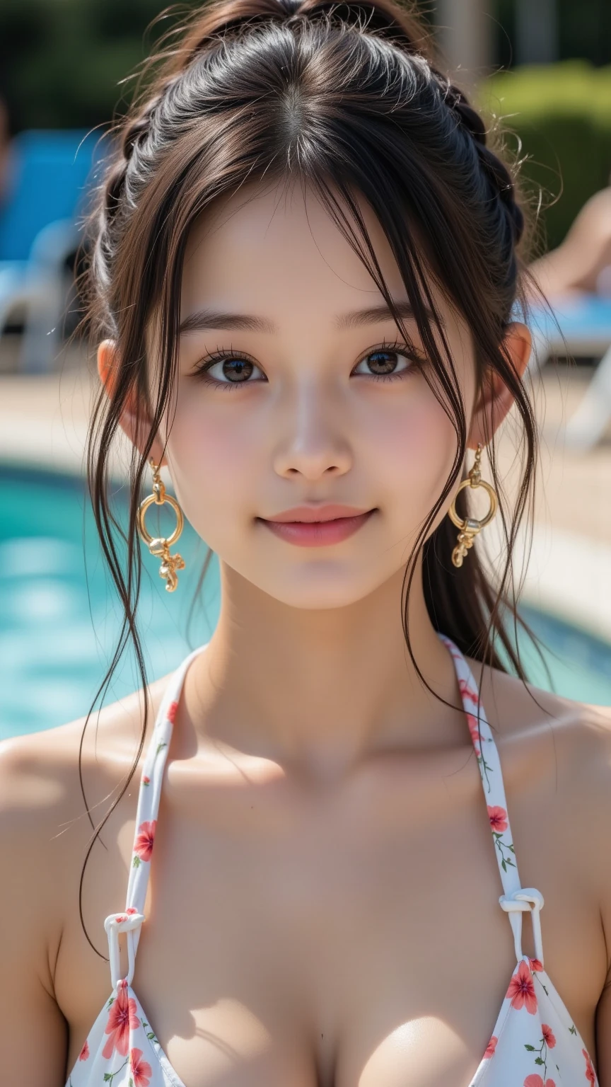 Beautiful Skin、Top Grade、Highest quality、Official Art、Large file size、Very detailed、High resolution、Very detailed、Beautiful detailed girl、Very detailedな目と顔、Beautiful and delicate eyelash lights、Cinema Lighting、、(perspective:1.2)、Day、Shine、Blur the background、A vague feeling、、Beautiful sky depicted in detail、Earrings、(Dynamic pose:1.2)、 (Lower Body:0.8)、Soft lighting、wind、{{Shine Skin、whole body,16-year-old girl、Teenage Girl、whole body photos、High heels、Outside the house、Hip width、Thick Tight、Raised above head、Beach、1 Girl、Biggest、Mosaic print swimsuit、close、Stylish swimwear、{{Wavy Hair、Medium Long Hair、bionde、Braiding}}、、Outside the house、、Beach、、1 Girl, alone, Day book girl、1 Girl、gal、Beach、Biggest、Day、Shine、Blur the background、A vague feeling、Beautiful sky depicted in detail、Earrings、Soft lighting、wind、Shine Skin、choker、View your viewers、smile、whole body,Upward glance,Inner thighs,)),Delta、profile、Gazing into the distance、Close your crotch、Vibrant、Bikini Swimwear、Sparkly Swimsuit、gal、Lots of eyelashes、Sparkles on the eyelids、Curly Hair。Looking at the audience、Micro bikini is biting into、Body Shot、Stand up straight}}、smile、smile、Laughter、smile