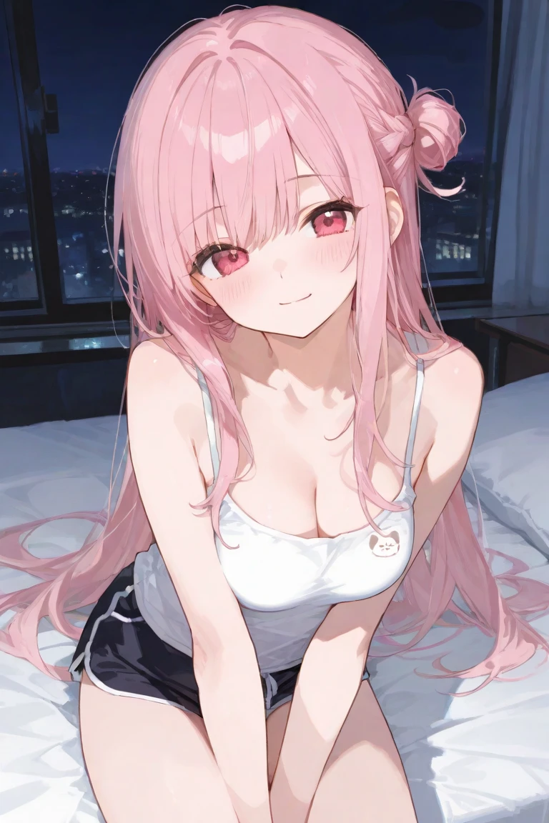 Naked towel, blush, purple hair, pink hair, multicolored hair,