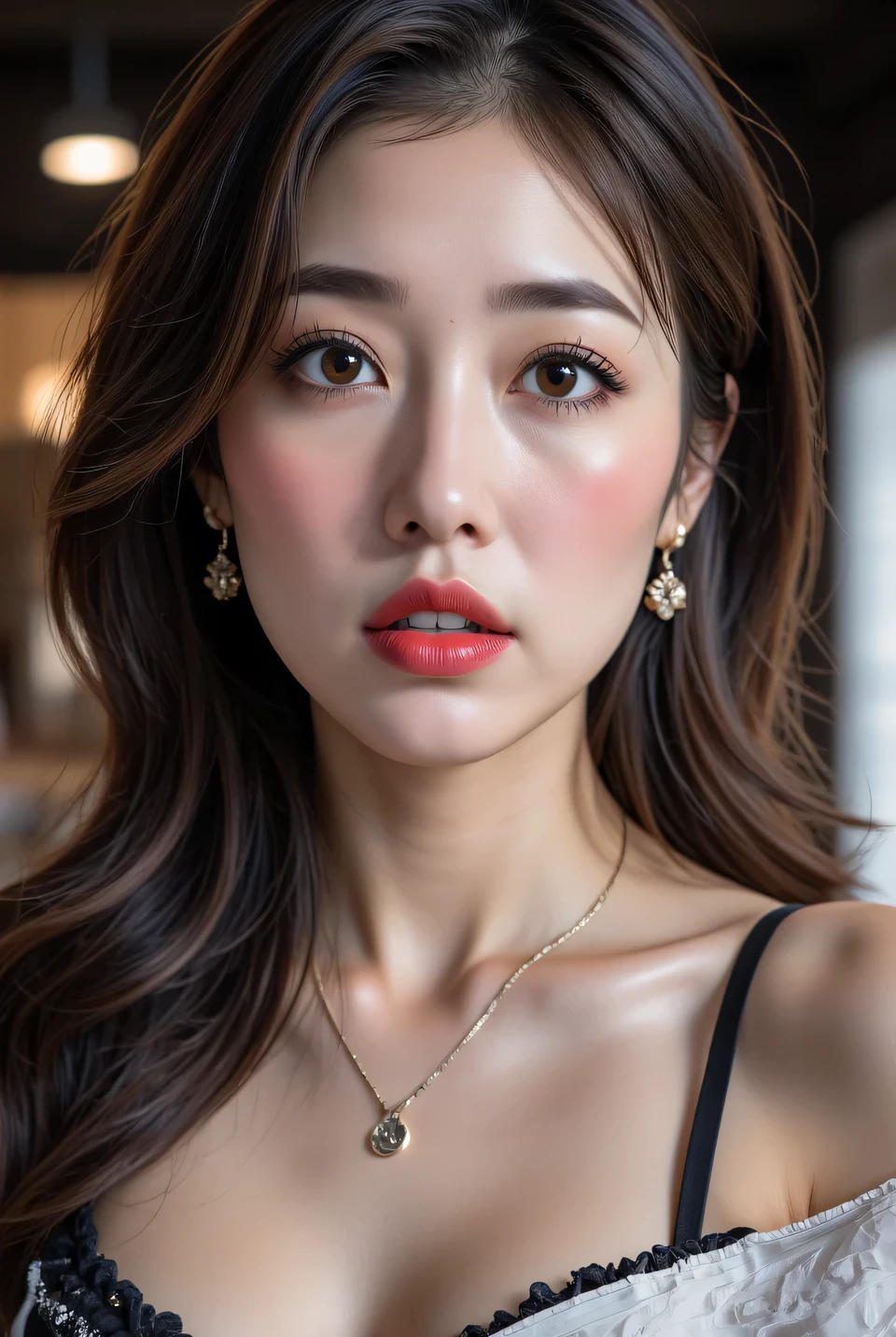 Photorealism 16K Realism, (Ultra-realistic body proportions, Anatomically correct:1.3), ((Ultra-fine digital art)), ((A beautifully drawn face)), (明るいgreen白い顔色)), break, (Small round head), (Highly detailed and realistic、Very beautiful slim and sharp face), (Best Best Details Real Black_eye:1.28), ((super realistic sharp-eye:1.2)), (tired and sleepy and satisfied:0.0), close up of a woman's eye, perfect round eye, Detailed pupils,break, detailed lips:1.3, pink_compensate:1.2, (length_green_eyeliner:1.2), (red_lipstick:1.2), ((Perfect darkness_eyehadows:1.25)), (super detailed professional compensate on eye:1.25), (Detailed nose:1.25), (Highest Quality Real Texture Skins:1.3), Stunningly beautiful girl, 25, Detailed skin, beautiful shinning length luscious hair, strands of hair flaoting in air, hair updo, hair, Delicate facial features, detailed glossy eye and pupils, detailed shinning natural hairs, Sharp nose with attention to detail, Detailed drawing of bright white teeth, Perfectly symmetrical face, Naturally perfect breasts in great detail, Graceful pose, Soft lighting, Artistic painting, Vibrant colors, Ethereal atmosphere, ((Two big stars shine:1.22)), Captivating Gaze, Perfect Skin, Captivating beauty, surreal background, alone, View your viewers, 前hair, (Beautiful modern and fashionable designer yellow,green and red combination dress), Earrings and Necklaces, Cute Smile, Upper Body, indoor, Frills, at night, Perfect lighting, Luxurious living room, sofa, a large number of colorful flowers,Looking at the audience, lips,