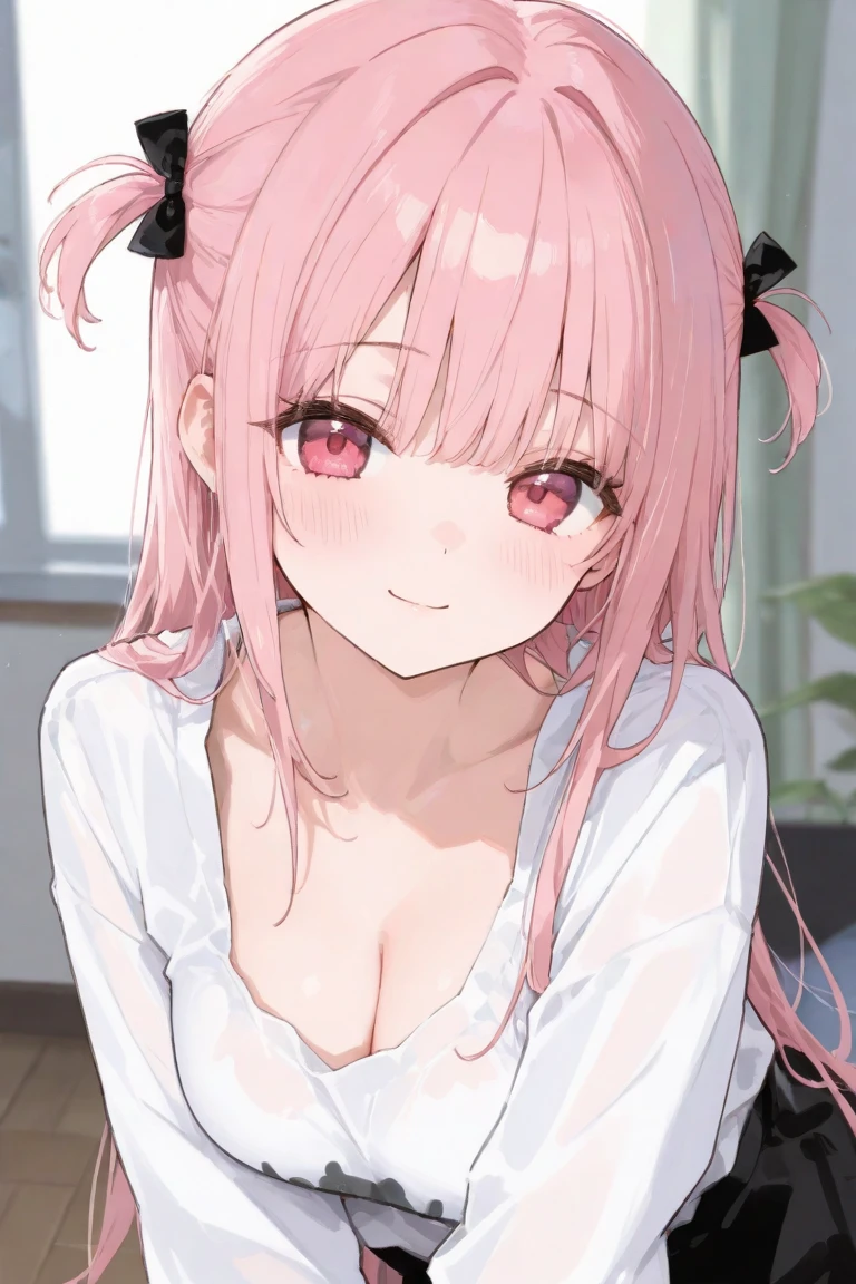 1 girl, long hair, straight, pink hair,pink bunny ears, animal ear fluff, red eyes、Different world, cherry blossoms, Bunny girl, portrait, high contrast, official art、smile、looks fun、smile、highest quality, High resolution、Beautiful hair details,masterpiece,highest quality,((put your hands behind your back)),fine eyes,fine skin,lean against the wall,cinematic lighting,Depth of the bounds written,cute, Paws2Book、arm2Book, Eye for fine details, (anime, 8K, masterpiece, highest quality, highest quality, beautiful and aesthetic, professional illustration, Super detailed, perfect lighting, perfect shading, Perfect sharpness),Day Book、It is said that problem children come from Different worlds.? Black rabbit、playing cards、jumping、big eyes、big breasts、I can see the cleavage、black vest、red underwear、mouth open with smile、playing cards、background with sky view、forest、